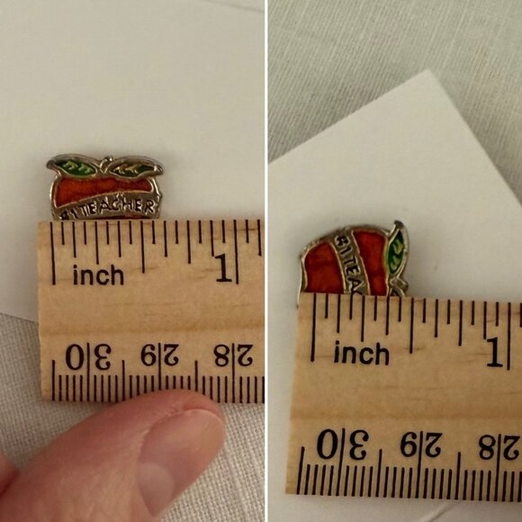 Apple-Shaped #1 Teacher Enamel Lapel Pin Brooch 0.5 Inch - Picture 4 of 5